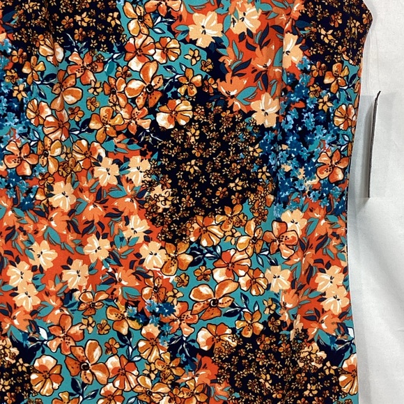 NWT EnRevelry Size 8 Blue and Orange Floral Midi Dress - Picture 4 of 12